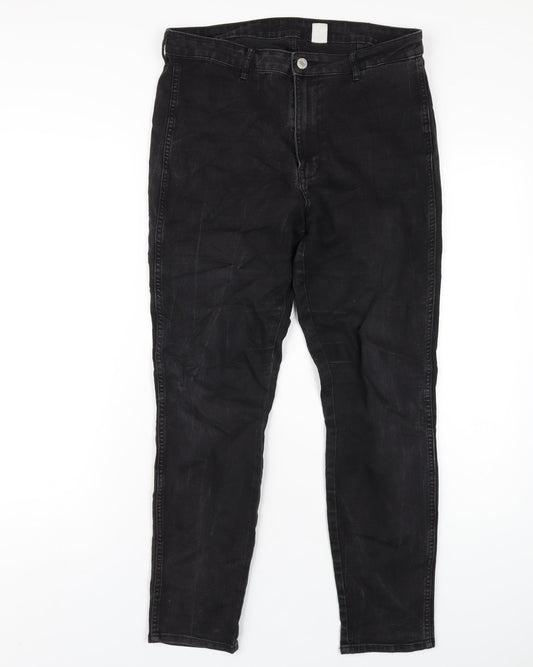 Womens UK Size 32 in H&M Regular Fit Skinny Black Jeans