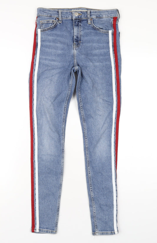 Topshop Womens Blue Cotton Skinny Jeans Size 28 in L34 in Regular Zip