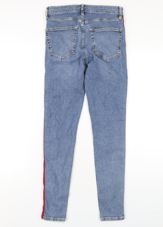 Topshop Womens Blue Cotton Skinny Jeans Size 28 in L34 in Regular Zip