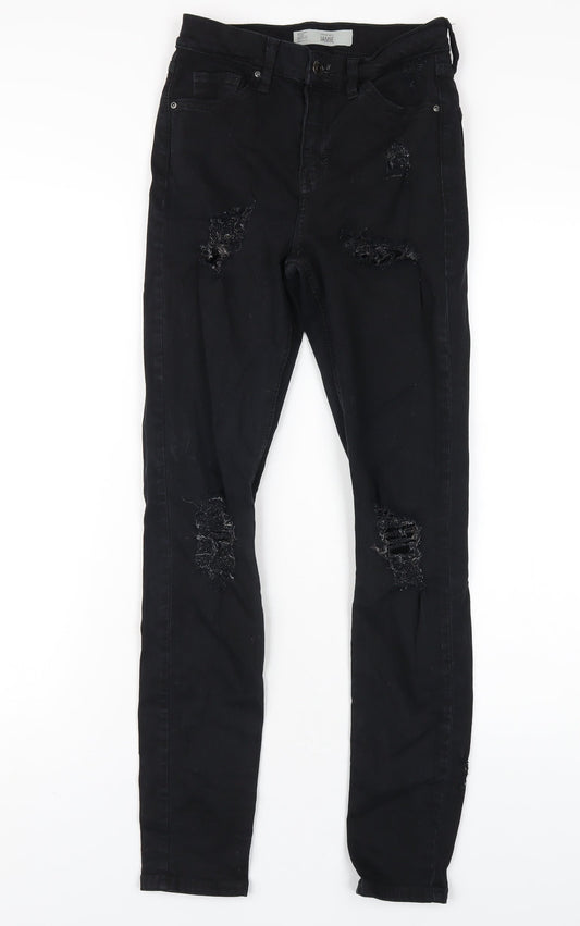 Topshop Womens Black Cotton Skinny Jeans Size 25 in L32 in Regular Zip