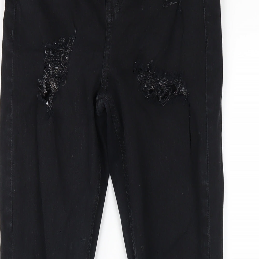 Topshop Womens Black Cotton Skinny Jeans Size 25 in L32 in Regular Zip