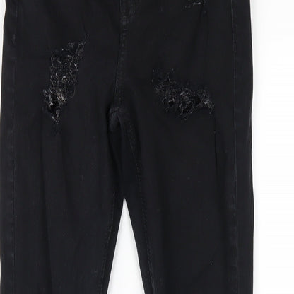 Topshop Womens Black Cotton Skinny Jeans Size 25 in L32 in Regular Zip