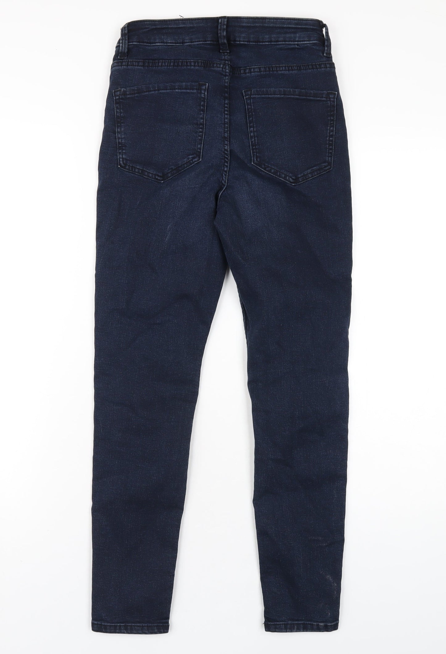 Marks and Spencer Womens Blue Cotton Skinny Jeans Size 8 L27 in Regular Zip