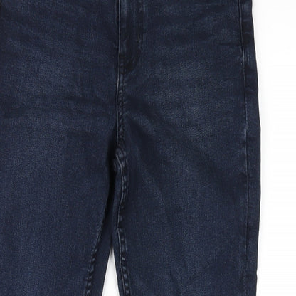 Marks and Spencer Womens Blue Cotton Skinny Jeans Size 8 L27 in Regular Zip