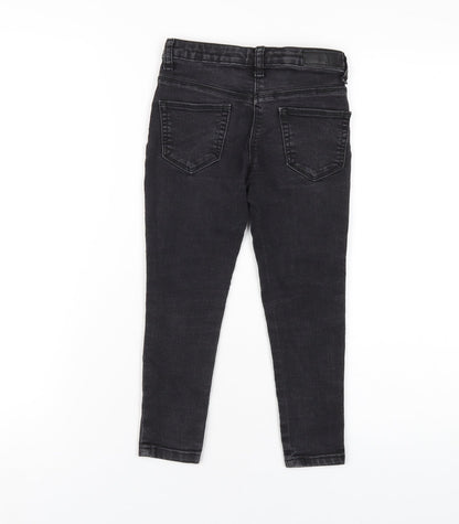 Matalan Girls Black Cotton Skinny Jeans Size 6 Years Regular Zip