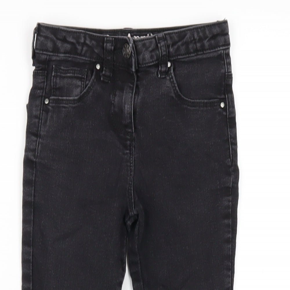 Matalan Girls Black Cotton Skinny Jeans Size 6 Years Regular Zip