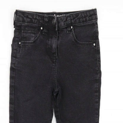 Matalan Girls Black Cotton Skinny Jeans Size 6 Years Regular Zip