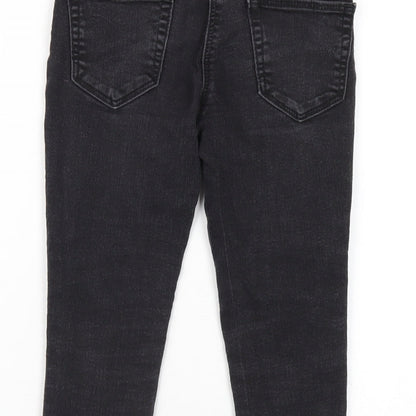 Matalan Girls Black Cotton Skinny Jeans Size 6 Years Regular Zip