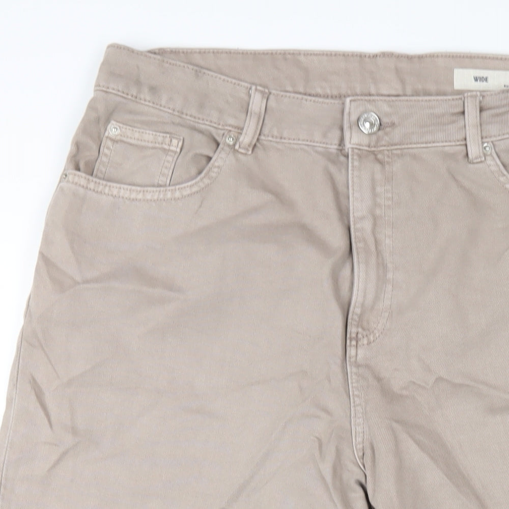 Womens UK Size 14 Marks and Spencer Regular Fit Wide-Leg Brown Jeans
