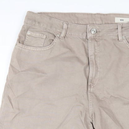 Womens UK Size 14 Marks and Spencer Regular Fit Wide-Leg Brown Jeans