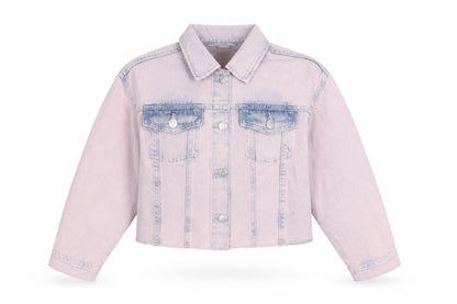 Front view of Marks & Spencer girls’ pink jacket, size 10-11, years button