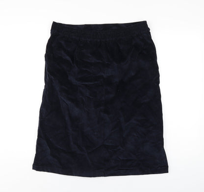 Cotton Traders Womens Blue Cotton A-Line Skirt Size 14