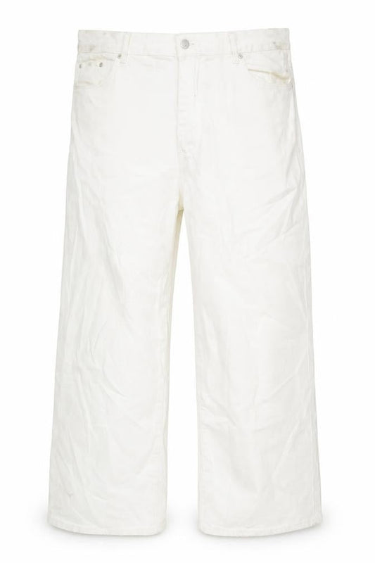 Front view of Autograph women’s white cotton wide-leg jeans, size UK 22, 30-inch leg regular zip