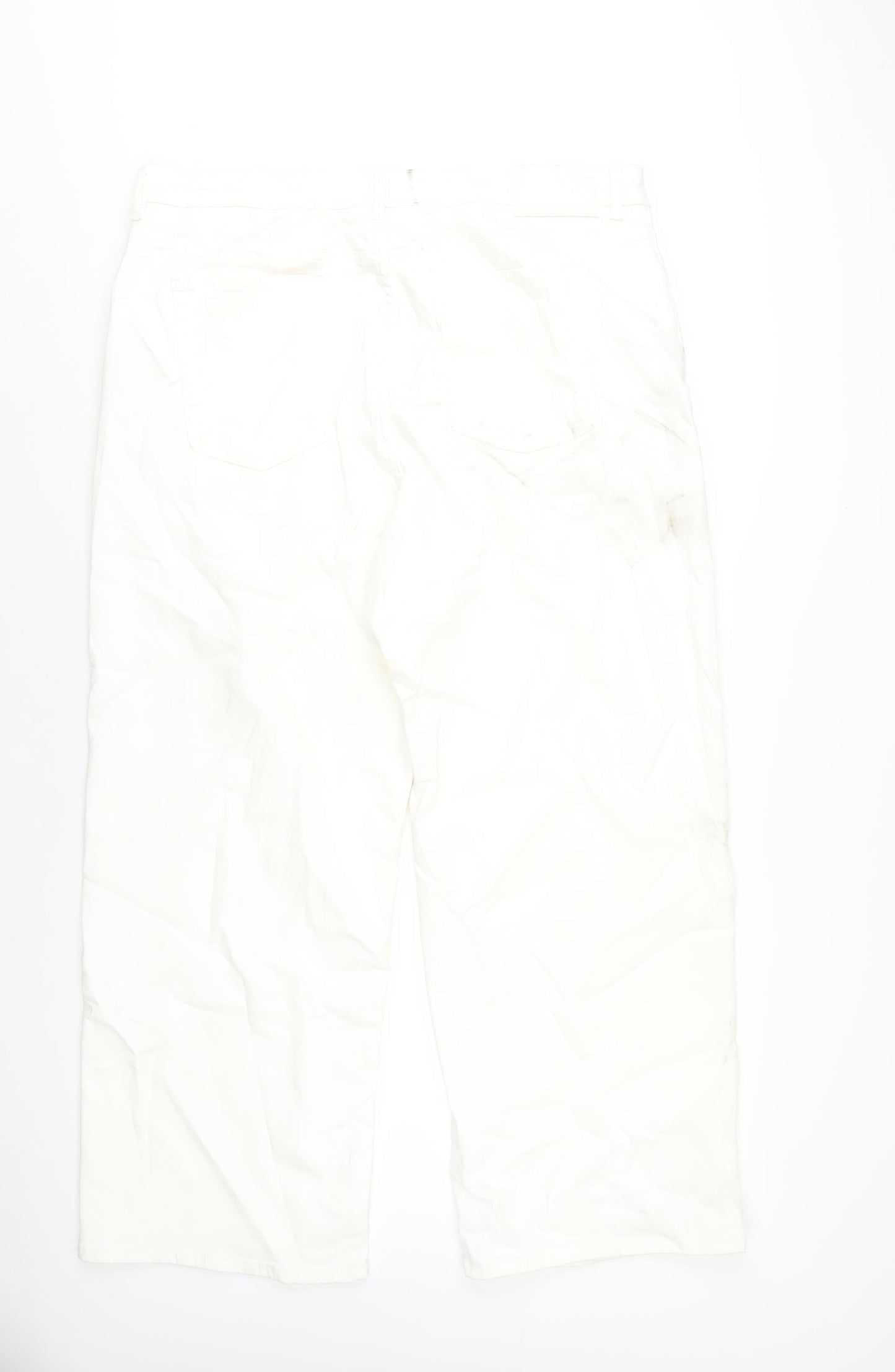 Autograph Womens White Cotton Wide-Leg Jeans Size 22 L30 in Regular Zip