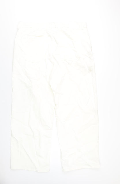 Autograph Womens White Cotton Wide-Leg Jeans Size 22 L30 in Regular Zip