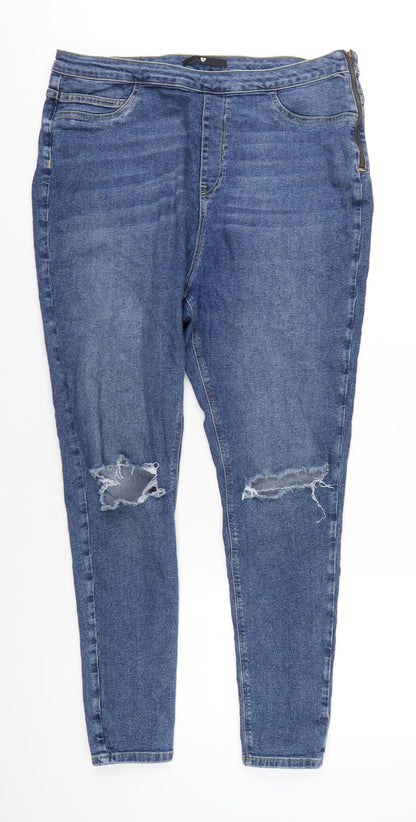 Very Womens Blue Cotton Skinny Jeans Size 18 L29 in Regular Zip