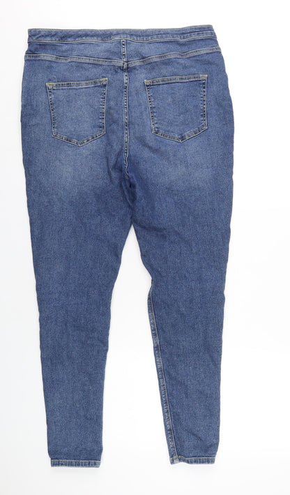 Very Womens Blue Cotton Skinny Jeans Size 18 L29 in Regular Zip