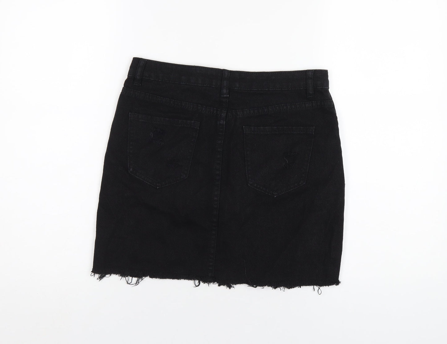 Denim Club Womens Black Cotton A-Line Skirt Size 8 Zip
