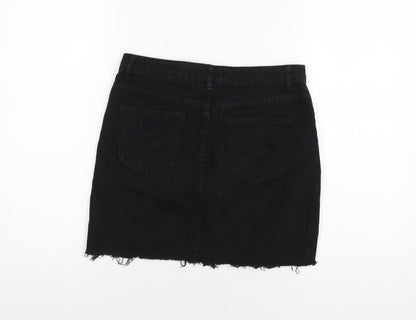 Denim Club Womens Black Cotton A-Line Skirt Size 8 Zip