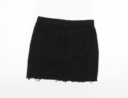 Denim Club Womens Black Cotton A-Line Skirt Size 8 Zip