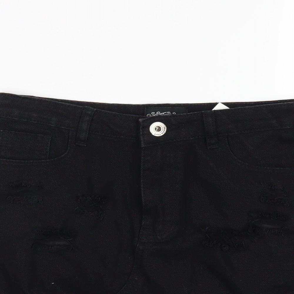 Denim Club Womens Black Cotton A-Line Skirt Size 8 Zip