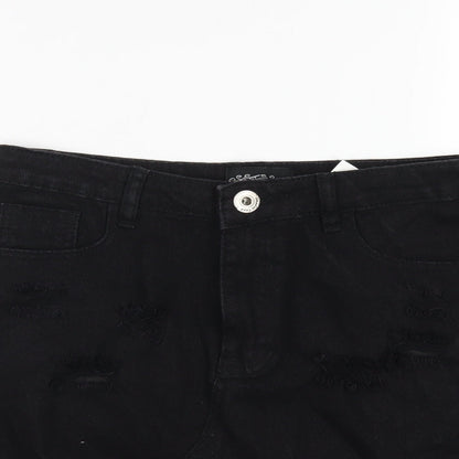 Denim Club Womens Black Cotton A-Line Skirt Size 8 Zip