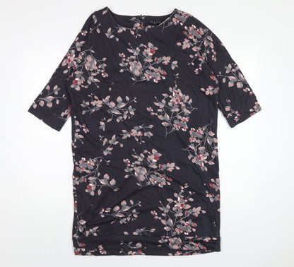VIZ-A-VIZ Womens Grey Floral Polyester A-Line Size 12 Round Neck Zip