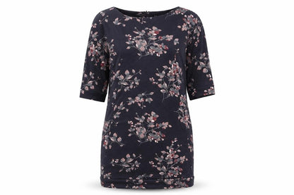 VIZ-A-VIZ Womens Grey Floral Polyester A-Line Size 12 Round Neck Zip