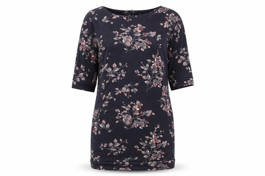 VIZ-A-VIZ Womens Grey Floral Polyester A-Line Size 12 Round Neck Zip