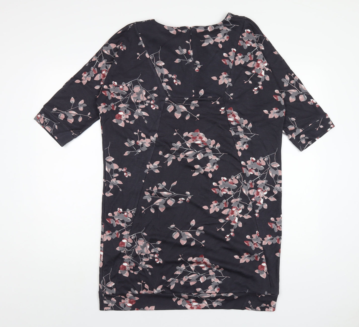 VIZ-A-VIZ Womens Grey Floral Polyester A-Line Size 12 Round Neck Zip