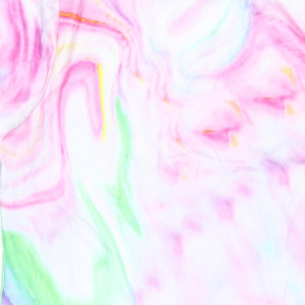 Noisy may Womens Pink Geometric Polyester T-Shirt Dress Size L Round Neck Pullover - Marble Print