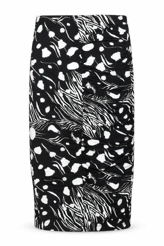 ASOS Womens Black Geometric Polyester Straight & Pencil Skirt Size 14 - Rouched