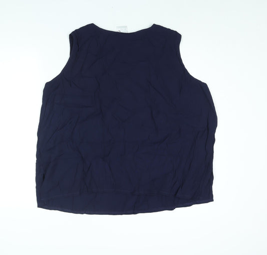 Classics Womens Black Polyester Camisole Blouse Size 24 Round Neck