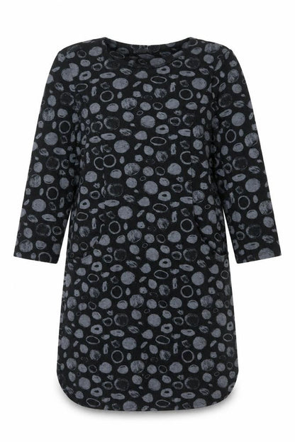 Roman Womens Black Geometric Polyester Shift Size 12 Round Neck Pullover