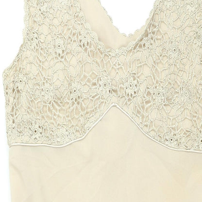 Klass Womens Beige Polyester Shift Size 16 V-Neck Zip - Crochet Bodice