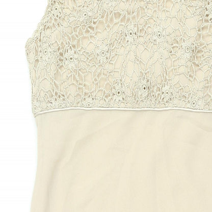 Klass Womens Beige Polyester Shift Size 16 V-Neck Zip - Crochet Bodice