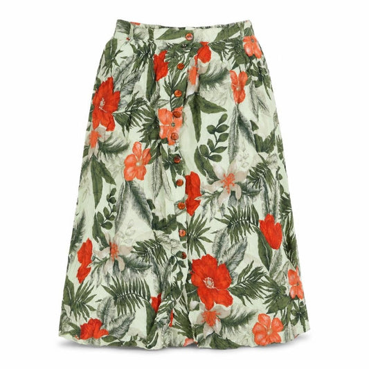The Collection Womens Green Floral Viscose Peasant Skirt Size 12 Button