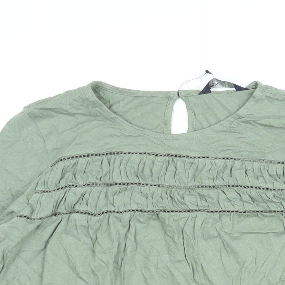 Womens UK Size 10 Marks and Spencer Green Basic Blouse