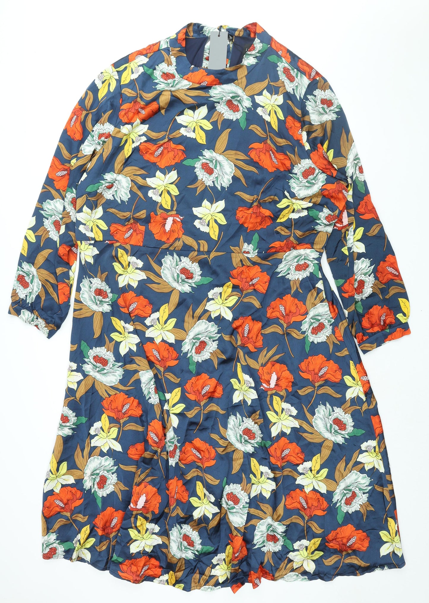Lovedrobe Womens Multicoloured Floral Polyester Shift Size 26 Mock Neck Zip - Tie