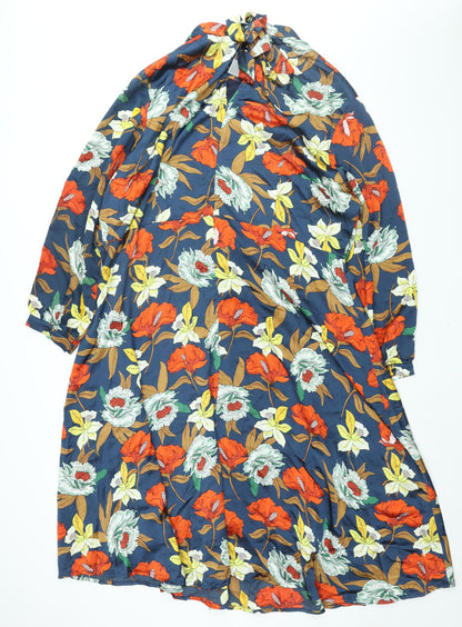 Lovedrobe Womens Multicoloured Floral Polyester Shift Size 26 Mock Neck Zip - Tie