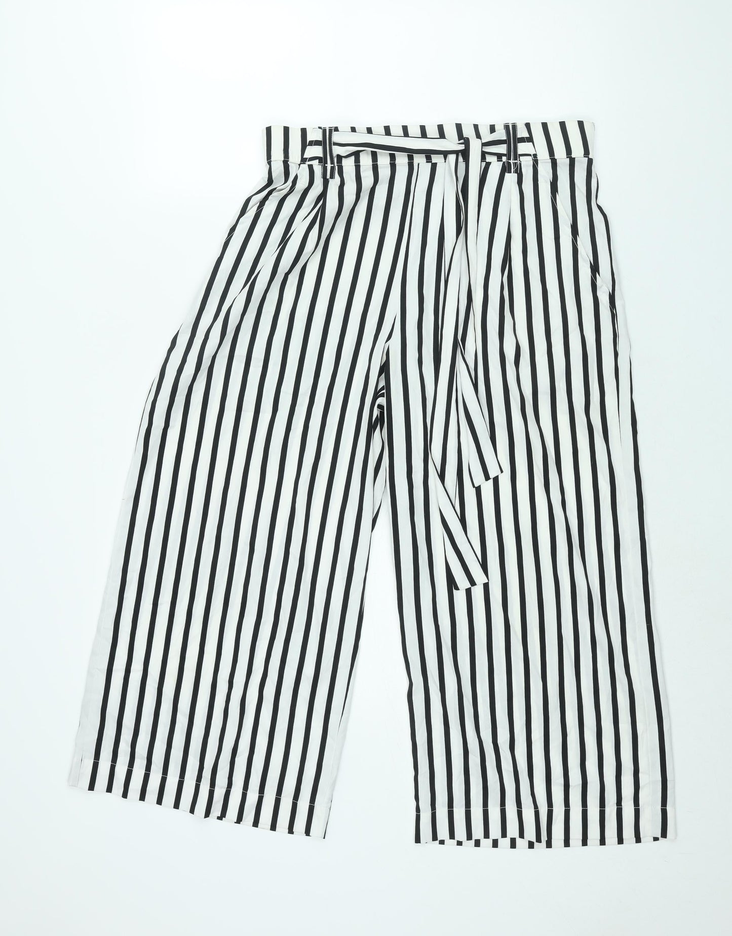Womens UK Size L Zara Regular Fit Cropped White Trousers