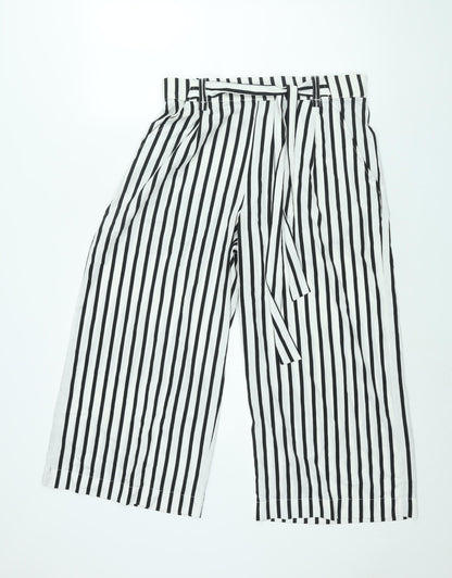 Womens UK Size L Zara Regular Fit Cropped White Trousers