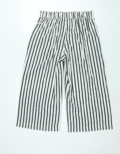 Womens UK Size L Zara Regular Fit Cropped White Trousers