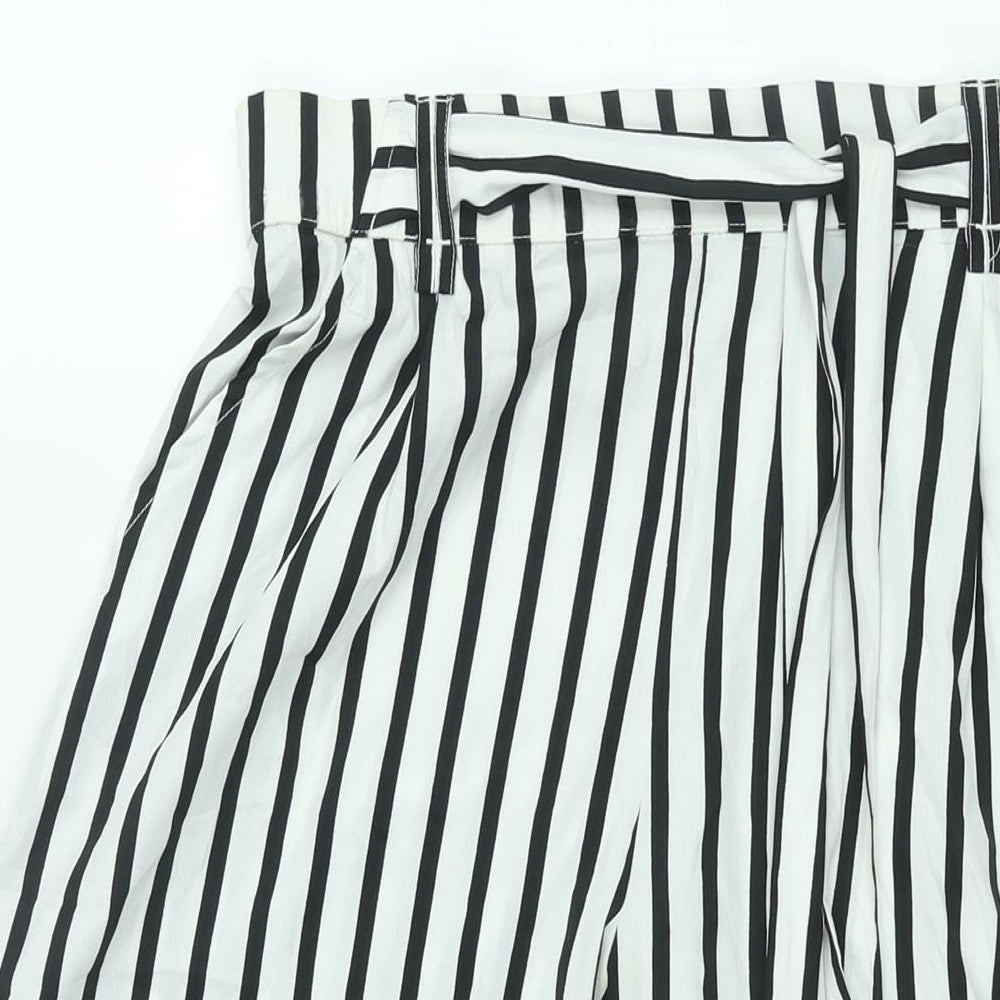 Womens UK Size L Zara Regular Fit Cropped White Trousers