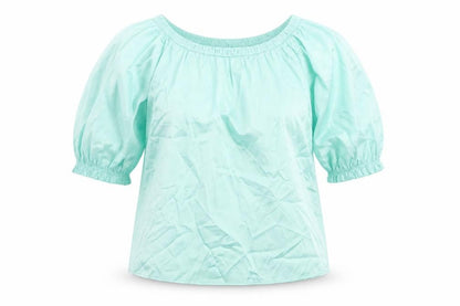 Marks & Spencer Womens Green Polyester Basic Blouse Size 6 Round Neck