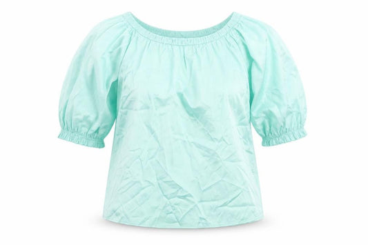 Marks & Spencer Womens Green Polyester Basic Blouse Size 6 Round Neck