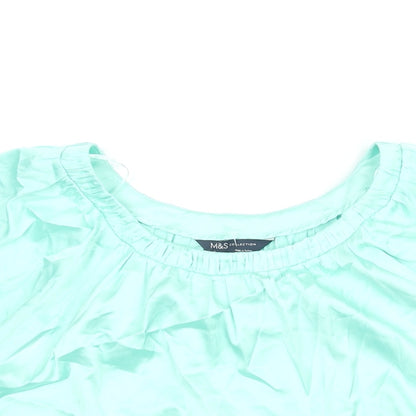 Womens UK Size 6 Marks and Spencer Green Basic Blouse