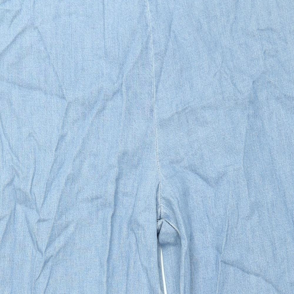 FOREVER 21 Womens Blue Cotton Wide-Leg Jeans Size L L31 in Regular Zip - Tie Detail