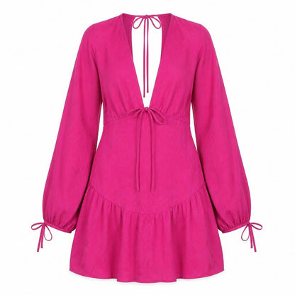Topshop Womens Pink Polyester Shift Size 10 V-Neck Zip - Tie