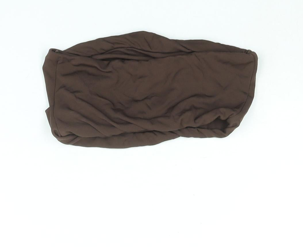 Womens UK Size S Zara Brown Cropped Blouse